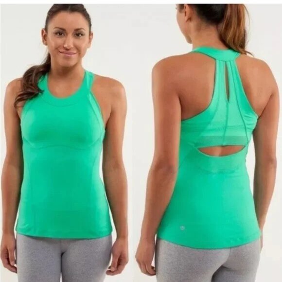 💚LULULEMON‎ RUN MAKE IT COUNT TANK-VERY GREEN/FRESH TEAL-SIZE 2💚 - Picture 1 of 10